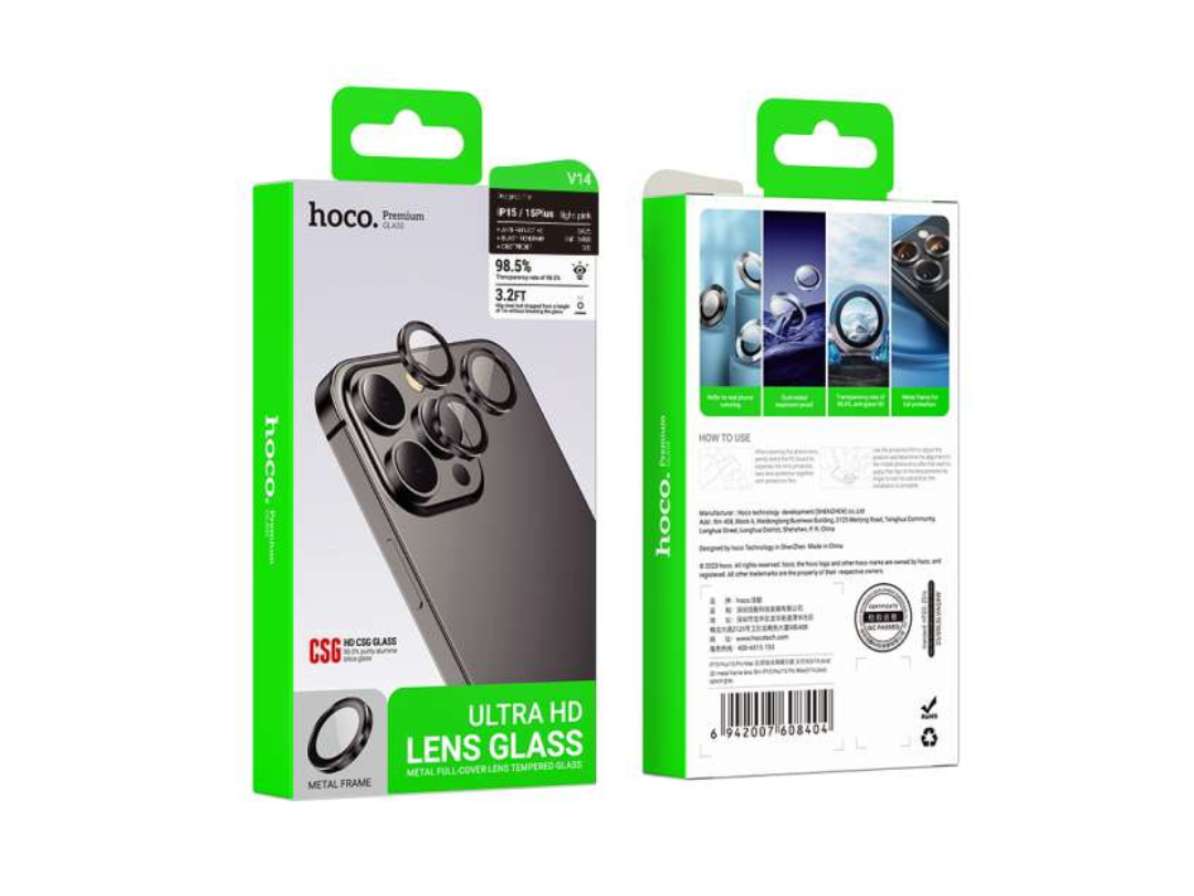 Hoco Crystal Clear HD 3D Metal Frame Lens Glass for iPhone 16/16 Plus - Silver Hoco Crystal Clear HD 3D Metal Frame Lens Glass for iPhone 16/16 Plus - Silver